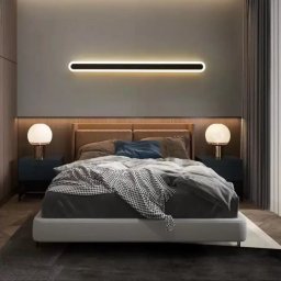 Lustra LED Cassius 24W liniara, 60 cm, 3 nuante de lumina, negru/alb