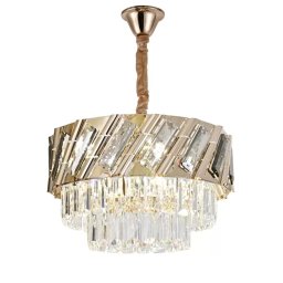 Candelabru din cristal Boden, auriu, 5 becuri E27, diametru 40 cm