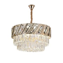 Candelabru Boston din cristal, auriu, 8xE27, diametru 50 cm, pentru interior