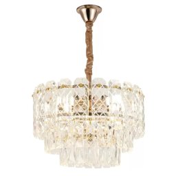 Candelabru Cyrus din cristal, auriu, 5xE27 pentru living si dormitor