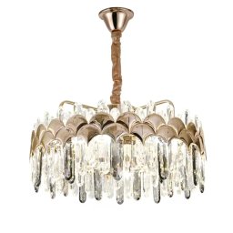 Candelabru LED din cristal Gregory 188W, dimabil cu telecomanda, finisaj auriu
