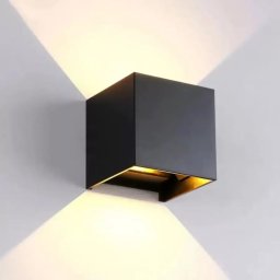 Aplica LED exterior Aryan 10W, neagra, IP65, lumina calda, 10x10 cm