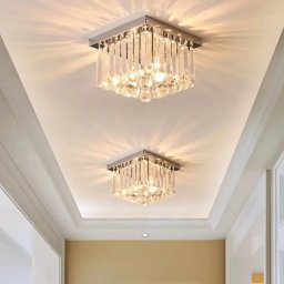 Lustra din cristal Martinez Linear Luxe, 4x E14, crom lucios, patrata 25 cm