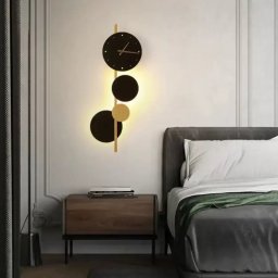 Aplica LED Bryson 18W cu ceas integrat, negru-auriu pentru interior