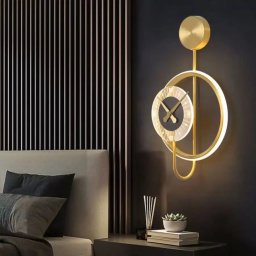 Aplica LED Bridger 18W cu ceas integrat, auriu-negru, pentru interior