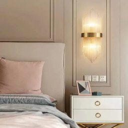 Aplica de perete din cristal Ezequiel, auriu, 2xE14, design liniar elegant
