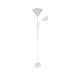 Lampadar alb Ryan cu 2 surse E27 si 2 abajururi, 170 cm, pentru living