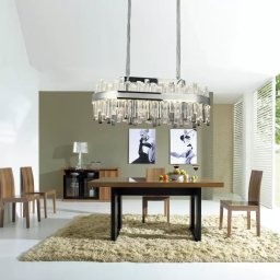 Candelabru LED cu cristale Morgan, 140W, dimabil cu telecomanda, argintiu