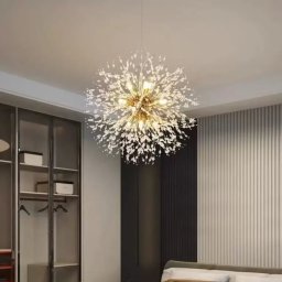 Candelabru din cristal Schonbrunn, 6x G9, Ø40 cm, auriu lucios, inaltime reglabila