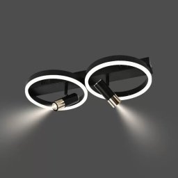 Lustra LED Ruben 34W cu telecomanda si proiector reglabil, 2 cercuri, negru mat