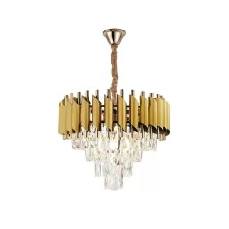 Candelabru din cristal Salvador, auriu mat, 4x E27, diametru 40 cm