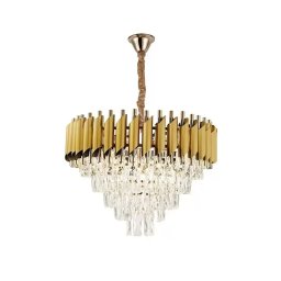 Candelabru din cristal Sam, auriu mat, 7 surse E27, Ø50 cm, pentru living