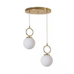 Pendul Mark 2xE27 alb-auriu cu glob din sticla, pentru interior