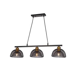 Lustra pendul FATANS liniara 3xE27, plasa neagra, înaltime reglabila