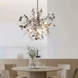 Lustra Cain argintie 3xG9, cu discuri decorative din aluminiu, 40 cm