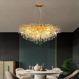 Candelabru din cristal Muhammad auriu, 80 cm, 10xG9, design floral elegant