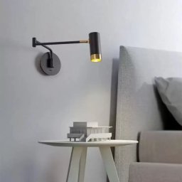 Aplica LED de perete Fernando 5W, negru mat cu accente aurii, reglabila