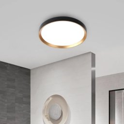 Plafoniera LED AUREA 48W cu 3 temperaturi de culoare, negru-auriu, Ø40 cm