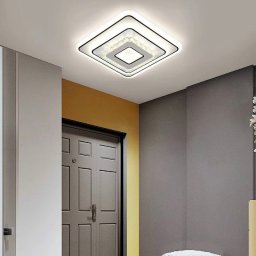 Lustra LED cu cristal Arabela 40W, 3 temperaturi lumina, alb-negru, patrata