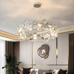 Candelabru din cristal Angelica, argintiu, 6xE14, Ø49 cm, înaltime reglabila
