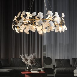 Candelabru din cristal Alpha auriu, 8xG9, cu inaltime reglabila, design floral
