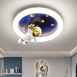 Lustra LED Astronaut 51W cu telecomanda, lumina rece/calda/neutra, alb-albastru