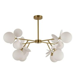 Lustra moderna SVEN alb-auriu, 8x G9, metal si acril, pentru living si dormitor