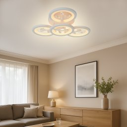 Lustra LED DAISY 53W cu telecomanda, cristale, 4 elemente, dimabila, alba