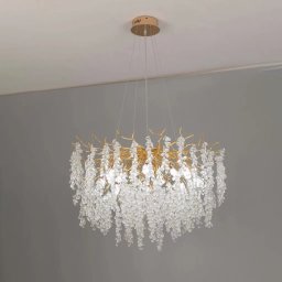 Candelabru din cristal WALTZ Cascade auriu, 60 cm, 6xG9, inaltime reglabila