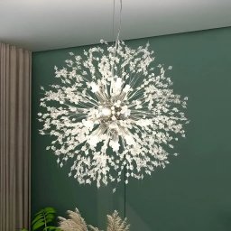 Candelabru din cristal Schonbrunn 6x G9, Ø40 cm, argintiu lucios, inaltime reglabila