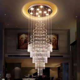 Candelabru din cristal LED 80W AUGUSTA auriu, 50 cm, model scara