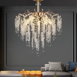 Candelabru din cristal STROZZI Eleganza, auriu, 5xE14, diametru 50 cm