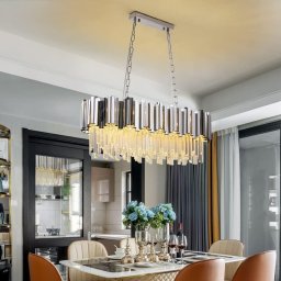 Candelabru din cristal BLOIS Regalis, 10xE14, diametru 80 cm, argintiu, inaltime reglabila