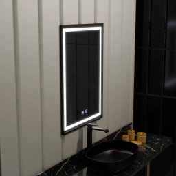 Oglinda LED dreptunghiulara 60x90 cm cu touch, dezaburire si rama neagra