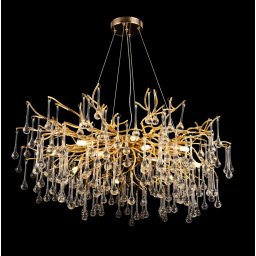 Candelabru din cristal auriu 80 cm, 12x G9, design elegant pentru living