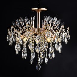Candelabru din cristal Palermo Eleganza, auriu, 5xE14, diametru 50 cm