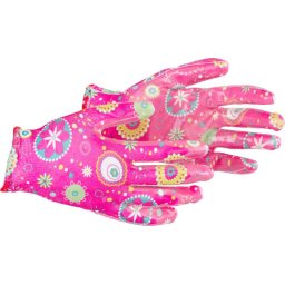 Manusi de gradinarit Strend Pro Kalmia roz, nitril, marimea 07/S, set 12 perechi