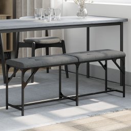 Banca de bucatarie, gri închis, 124x32x45 cm, otel si textil GartenMobel Dekor
