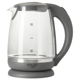 Fierbator electric Adler din sticla 2L, 2200W, cu LED si oprire automata