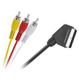 Cablu SCART la 3 RCA (audio/video), 1,5 m pentru TV, DVD, VHS