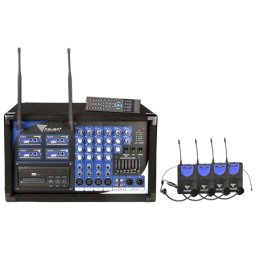 Statie audio PA-180 UHF cu 2 microfoane de mana si 2 microfoane tip casca