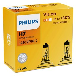 Set 2 becuri auto Philips H7 Vision +30% luminozitate, 12V 55W