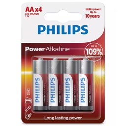 Set 4 baterii Philips Power Alkaline AA LR6 1.5V, blister
