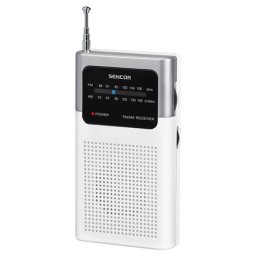 Radio portabil mini Sencor alb, FM/AM, cu antena telescopica si jack 3,5 mm
