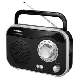Radio portabil Sencor negru cu receptor AM/FM analog, 1W, difuzor 3 inch