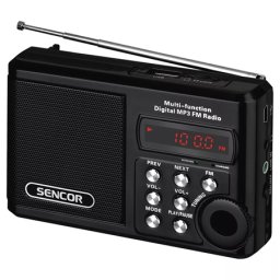 Radio portabil Sencor negru cu FM digital, MP3, USB si slot Micro SD