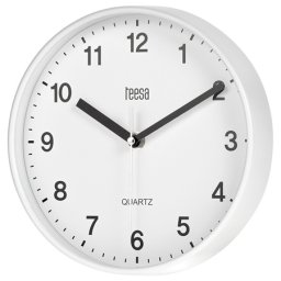 Ceas de perete Teesa alb, 20 cm, mecanism quartz cu miscare silentioasa