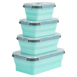 Set 4 caserole pliabile din silicon dreptunghiulare Teesa, etanse, fara BPA