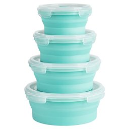 Set 4 caserole rotunde pliabile din silicon Teesa, etanse, fara BPA
