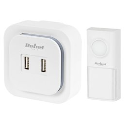 Sonerie wireless Rebel cu 2 porturi USB, 36 melodii, IP55, raza 150 m